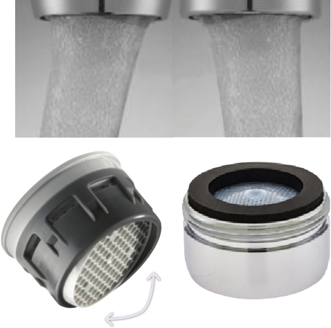 Neoperl Directional Flow 1.2 GPM - 2.2 PCA Water-Saving Adjustable Stream Tip Faucet Aerator 30 120 05 Perlator (Pink 1.2 GPM, Dual Thread)