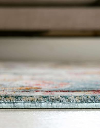 Miniatura 5 de Unique Loom Baracoa Collection - Alfombra de área - Rumba (octágono de 5 pies 1 pulgada, azul claro/crema)