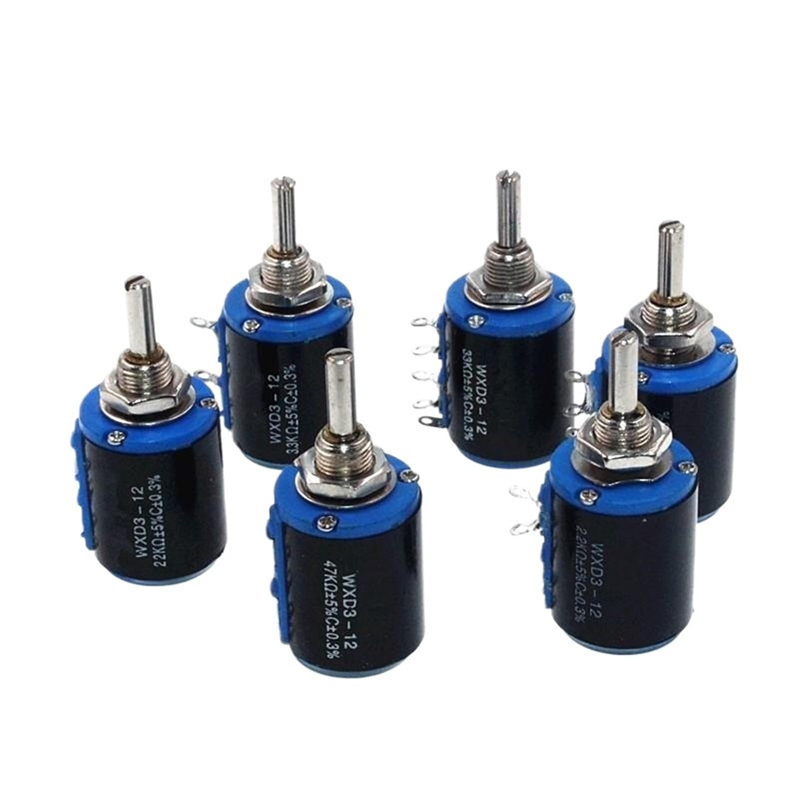 Potentiomètre bobiné WXD3-12 1K 2.2K 3.3K 4.7K 10K 22K 33K 47K Ohm, 1 pièce/lot(22K Ohm)