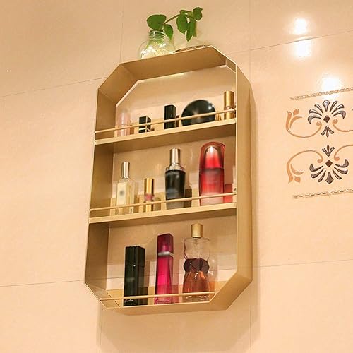 Miniatura 2 de PIBM Elegant Simplicity - Estante flotante montado en la pared estantes de baño cosméticos de hierro almacenamiento multifuncional 3 capas 3 tamaños