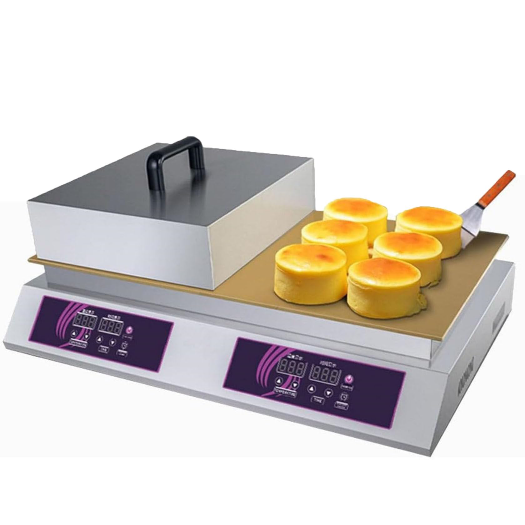 HUMNZR Commercial Pancake Souffle Maker, Electric Nonstick Waffle Maker Machine Doublehead