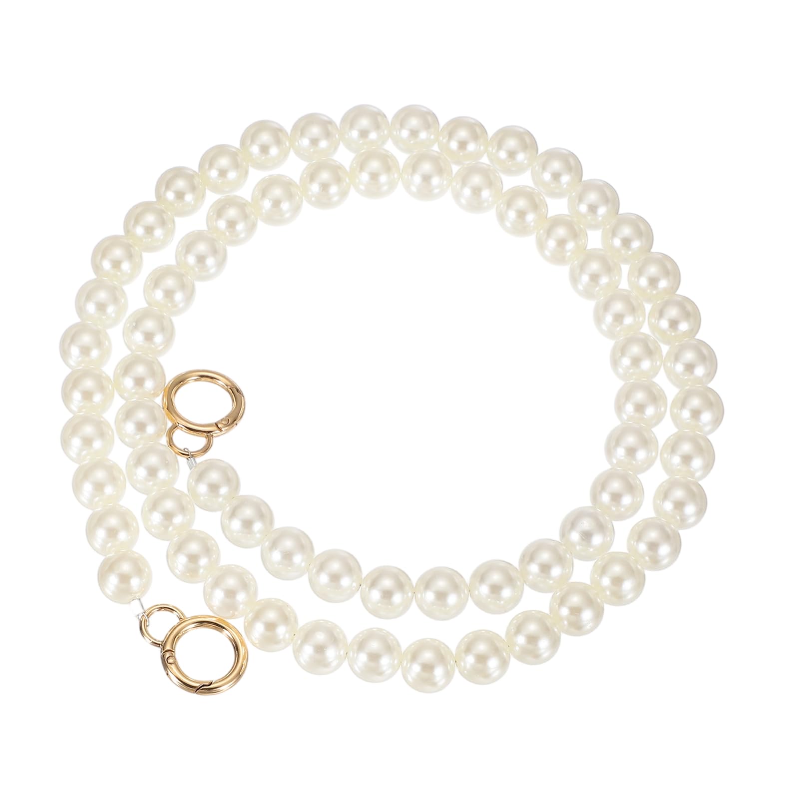 sourcing map Imitation Pearl Purse Strap, 43" Pearl Crossbody Chain Strap with Spring Buckle Handbag Purse Chain Replacement Beaded Strap for DIY Handbag Hang Bag Accessories, 16mm Gold