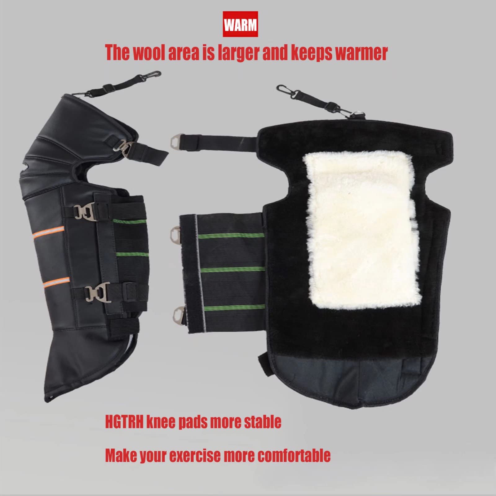 Ginocchiere per moto, Ginocchiera protettiva morbida invernale for sport all'aria aperta, for ciclismo, in pelle(B,Long wool)
