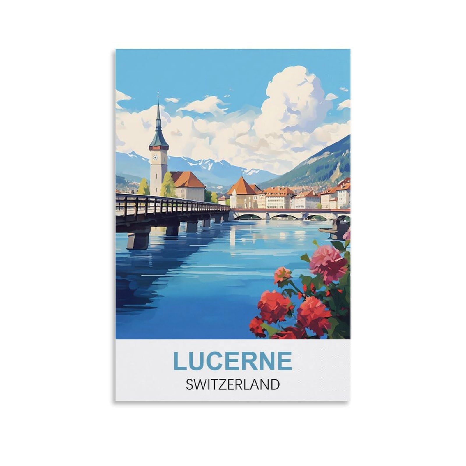 CTZIKWW Lucerne Switzerland Vintage Travel Posters 12x18inch(30x45cm) Canvas Art Prints Picture Wall Art Painting