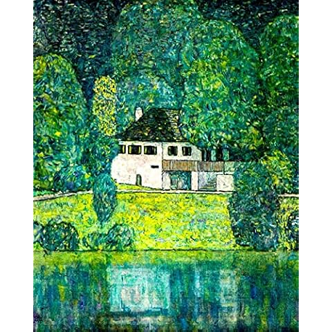 REGSDFQ Adult Paint by Numbers Klimt 40x50cm for Beginner, DIY Acrylic Painting kit with Canvas Brush Sets Famous Paintings Gustav Klimt The Scenery of The House in The Woods 16x20 inch Without Frame Cover