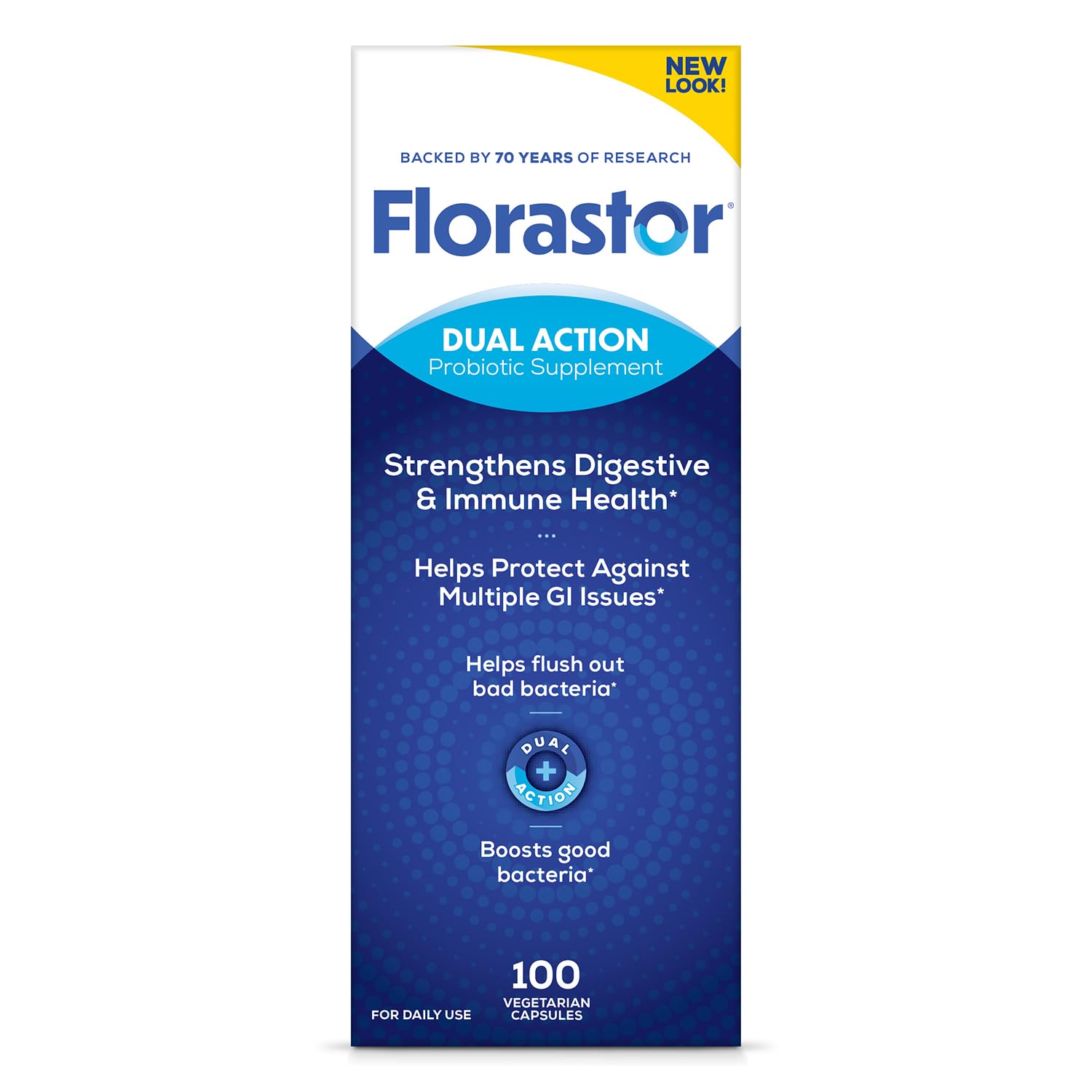 FlorastorProbiotics for Digestive and Immune Health, 100 Capsules, Probiotics for Women & Men, Helps Flush Out Bad Bacteria, Boosts The Good with Our Unique Strain Saccharomyces Boulardii