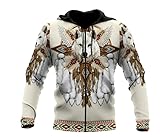  TangoDS Mode Motif Tribal Indien Loup imprimé en 3D Sweat à Capuche à Fermeture éclair Harajuku Décontracté Veste zippée