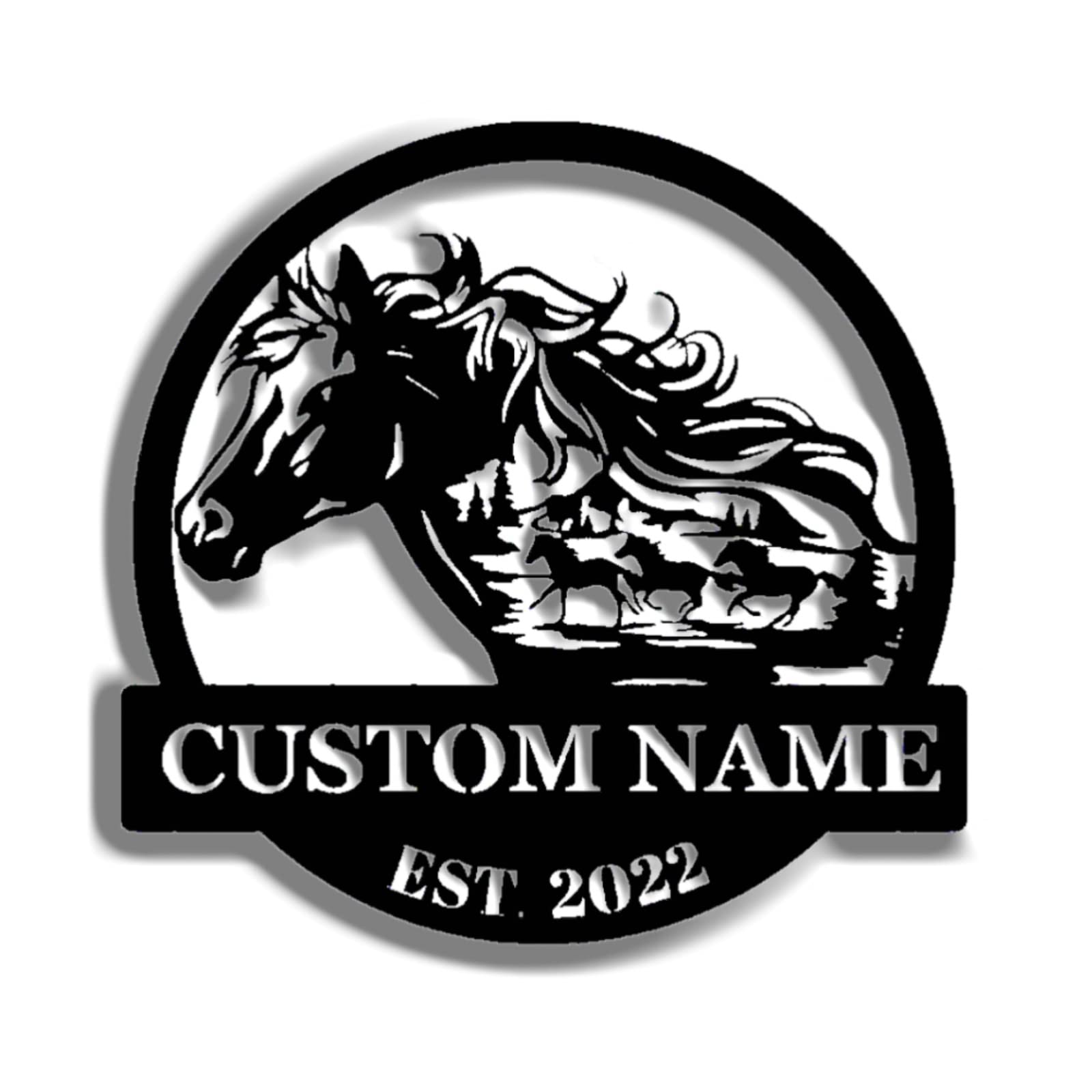 Personalized Farmhouse Metal Wall Art - Horse Name Decor, Equestrian Gift for Horse Lovers, Custom Outdoor Sign