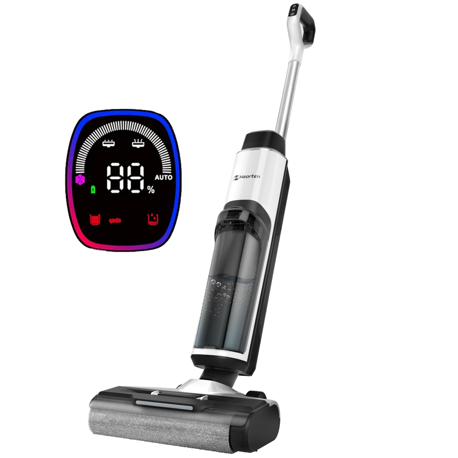 Hearten Cordless Vacuum Cleaner, Electrolyzed Water Disinfection, Self-Propelled Design Electric Mop, Self-Cleaning, LED, Voice Navigation, Edges, for Hard Floors, Wood and More