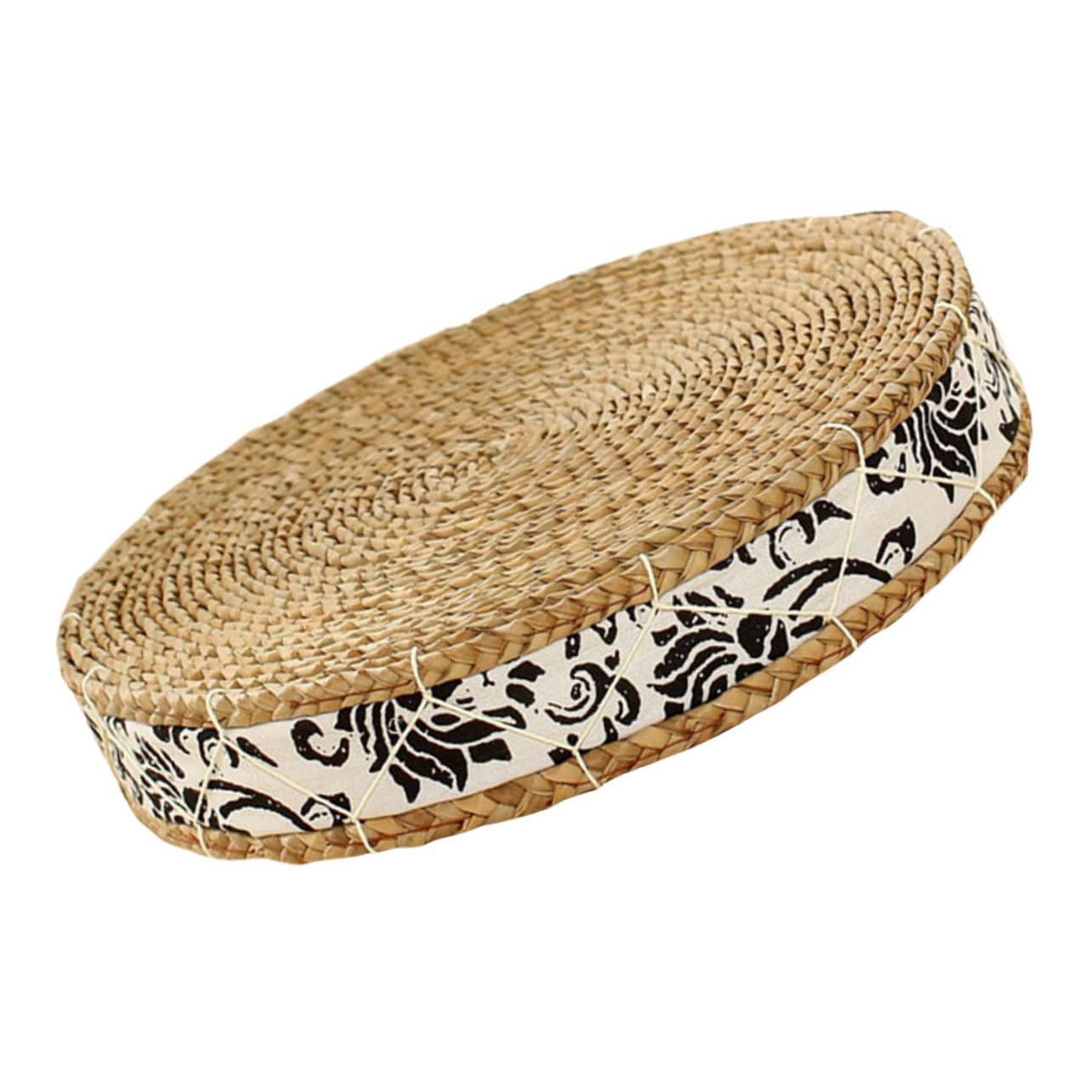 Coussin rond tissé épais en mousse pour assise de sol style tatami naturel