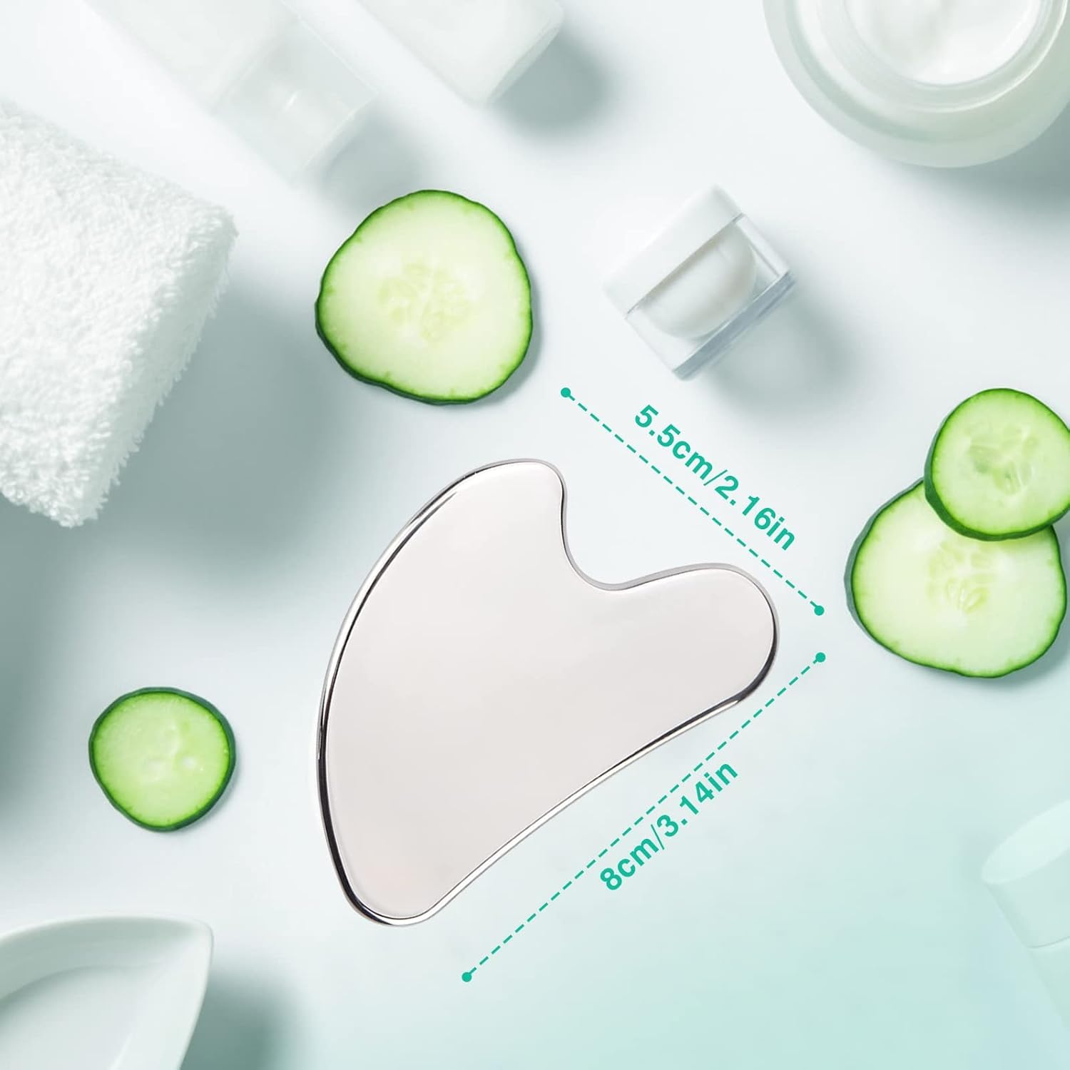Gua Sha Acciaio Inossidabile GuaSha Viso, Durevole metallo Massaggio Viso Corpo, Antirughe Riduce il Gonfiore Strumento Raschietto per Massaggio