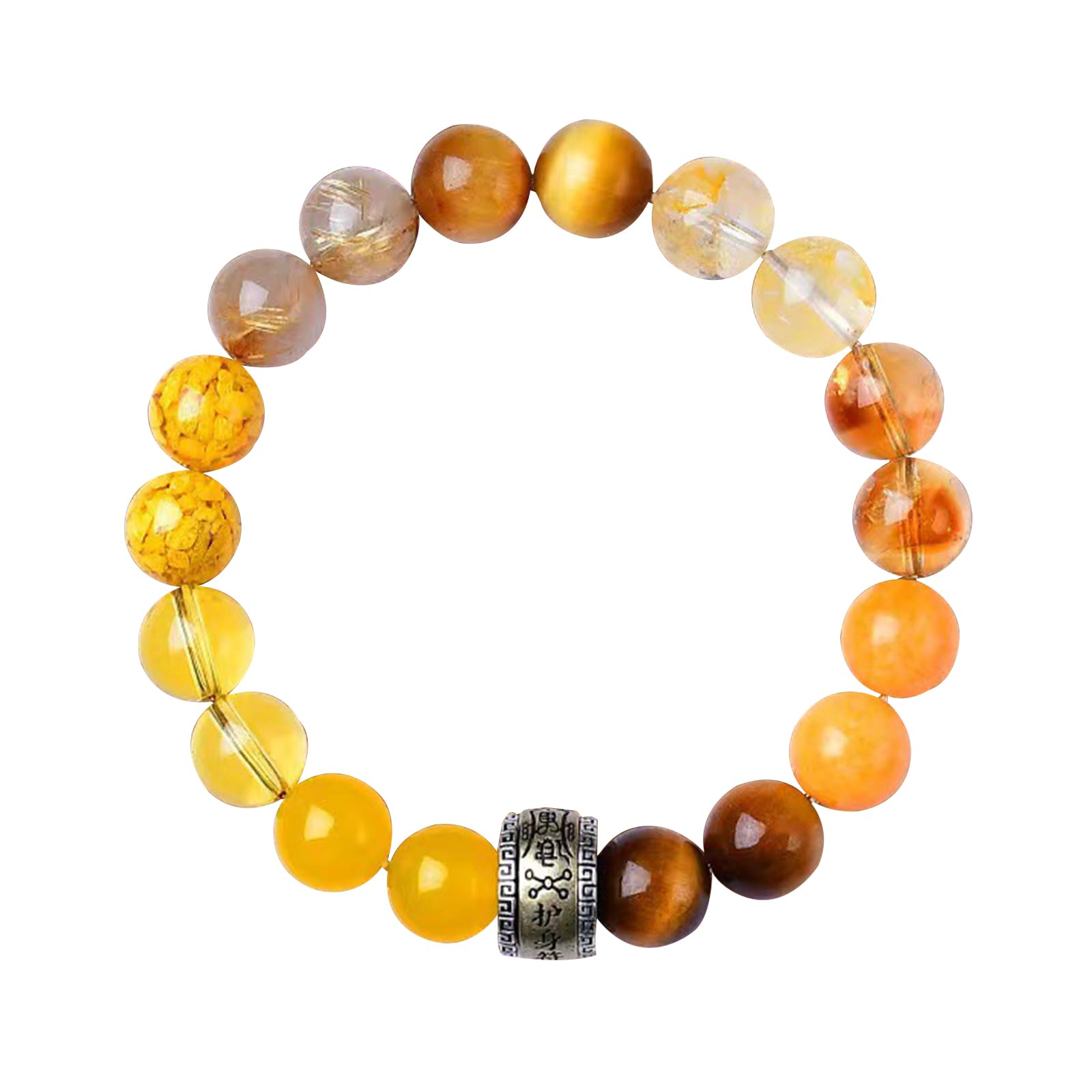Bracciale Unisex con Cinque Elementi in Equilibrio | Bracciale energetico Multi-Pietra in Cristallo Naturale e Argento Sterling 925 per (Legno, Fuoco, Terra, Metallo, Acqua),A,8mm