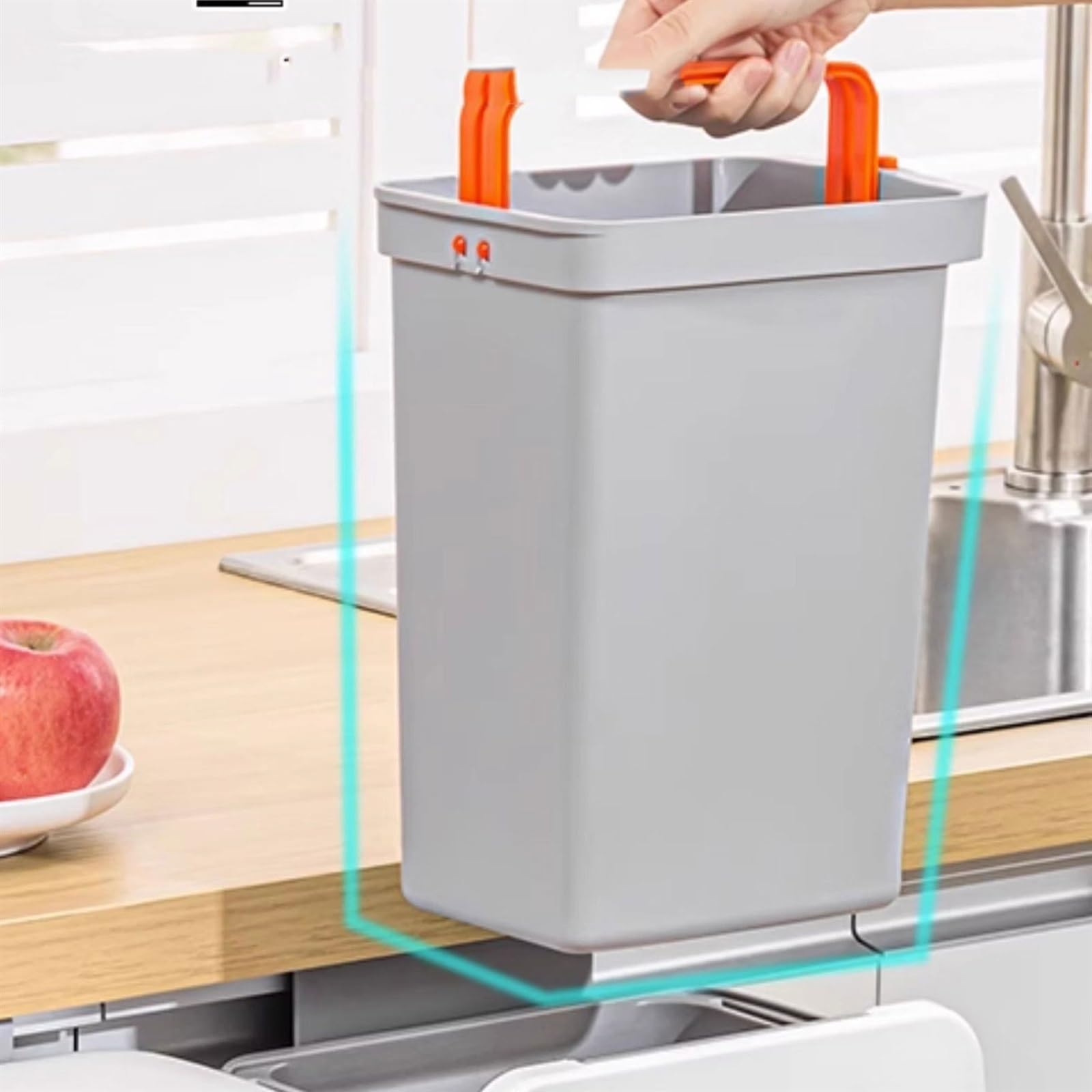 Cestino carta ufficio Pattumiera da cucina a parete for uso domestico nuovo modello con coperchio for la raccolta dei rifiuti della cucina, secco e umido, for il bagno Pattumiera da bagno ( Color : B