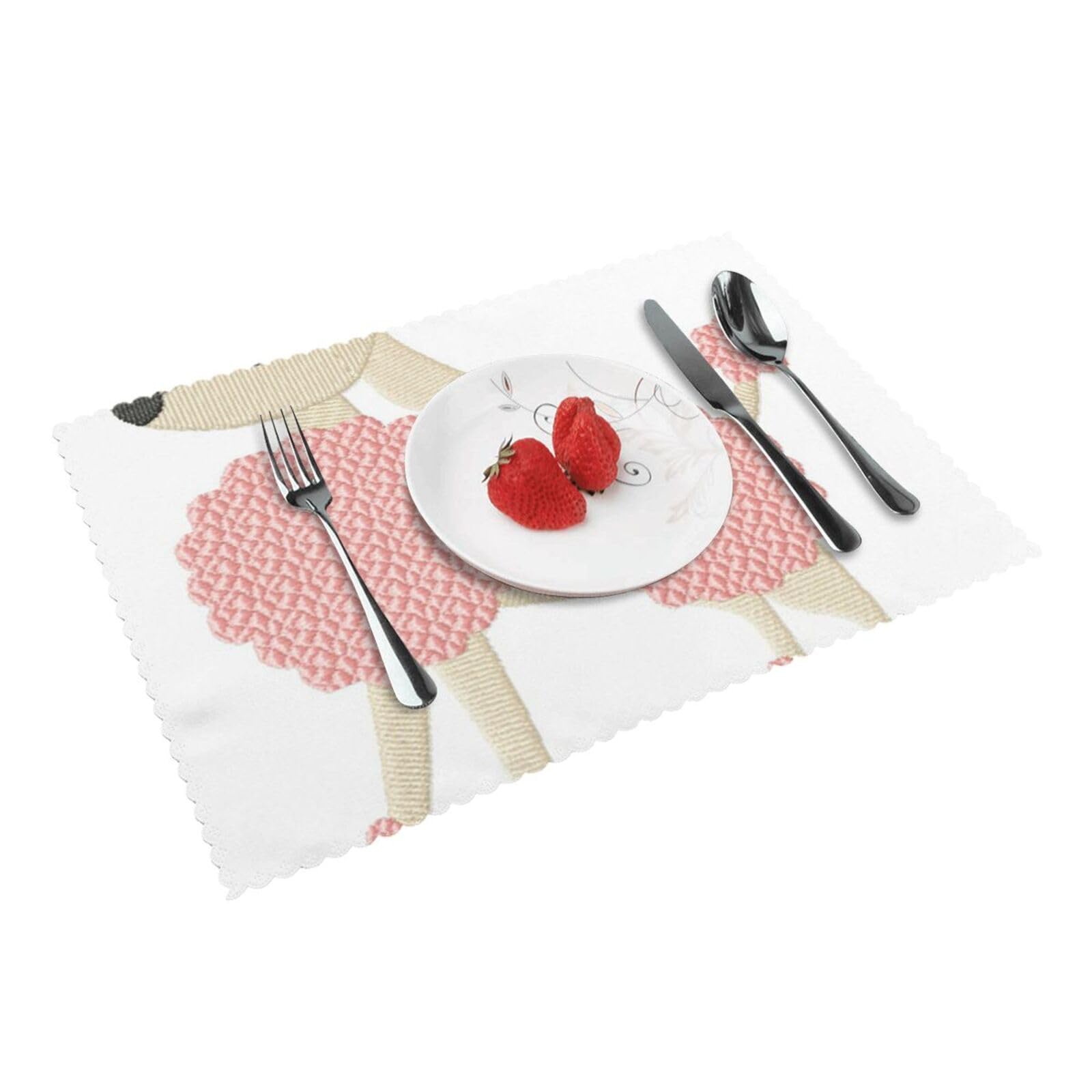 Pink Puppy Dog Printed Placemats Set of 4 PCS Washable Placemat for Kitchen Table Heat-resistant Table Mats 45x30 CM
