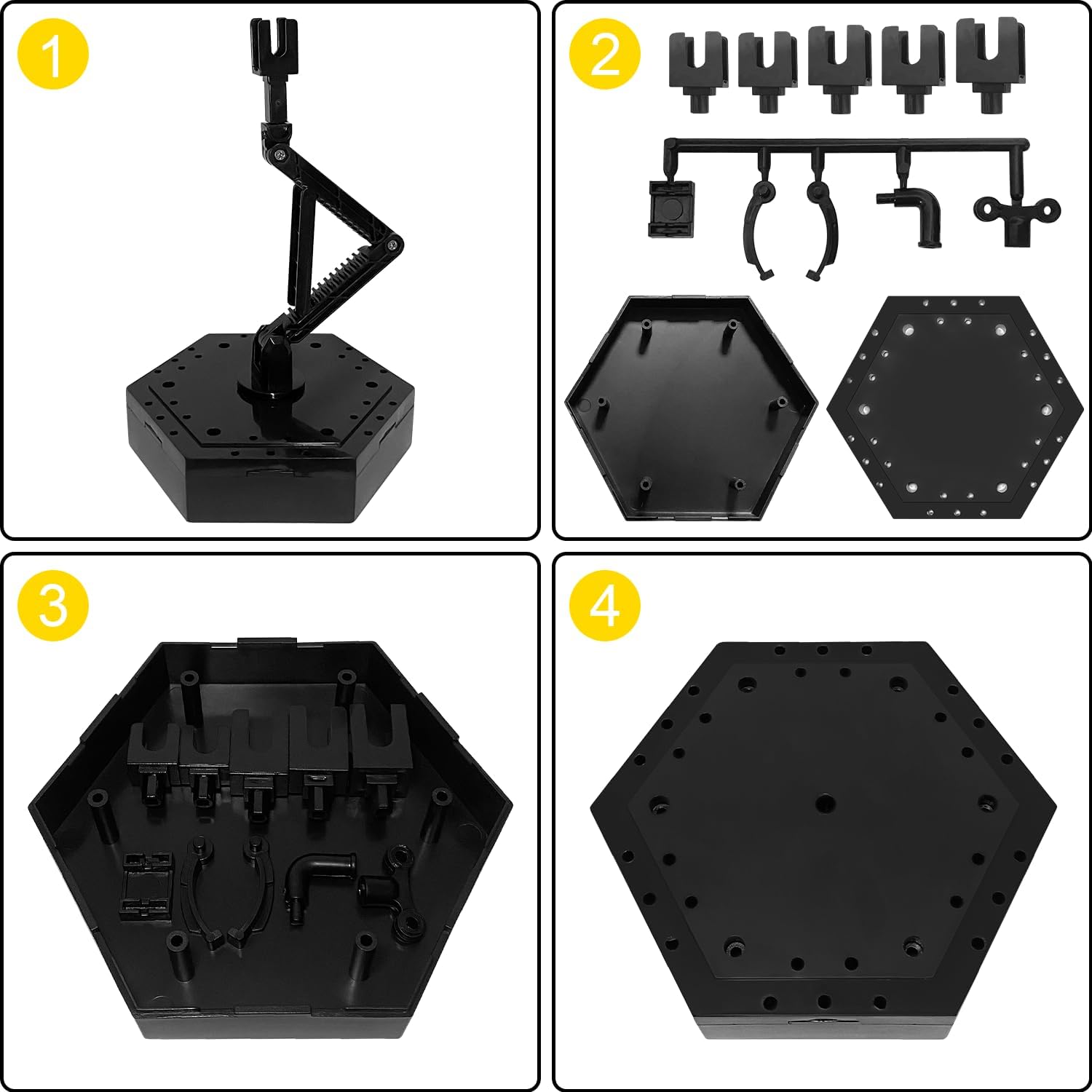 Action Base with Storage Base Gundam Model Stand Compatible with MG 1/100,HG,and RG 1/144 Scale Gundam Figure Models (2PCS Black)