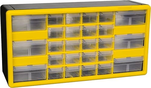 Akro-Mils 10126 Gabinete de almacenamiento de piezas de plástico con 26 cajones, 20 pulgadas de ancho x 6 pulgadas de profundidad x 10 pulgadas de