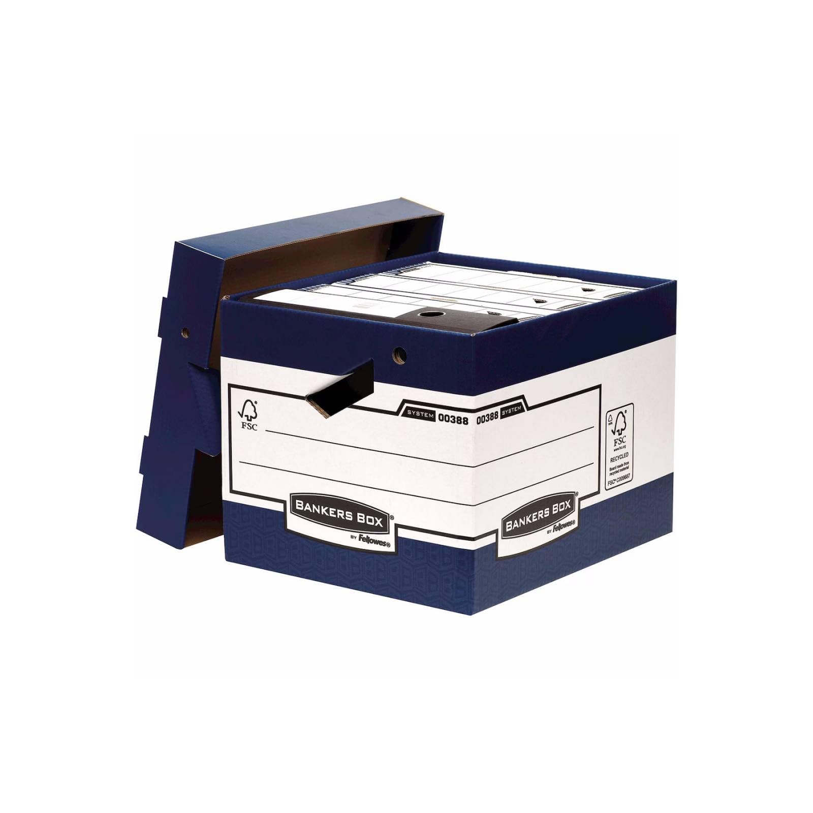 Fellowes Bankers Box - Caja resistente con asa ergonómica, 10 unidades, color azul