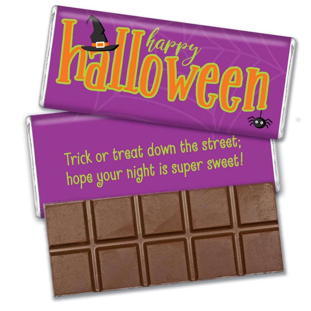 12 Pcs Halloween Candy Party Favors in Bulk Wrapped Belgian Chocolate Bars - Purple