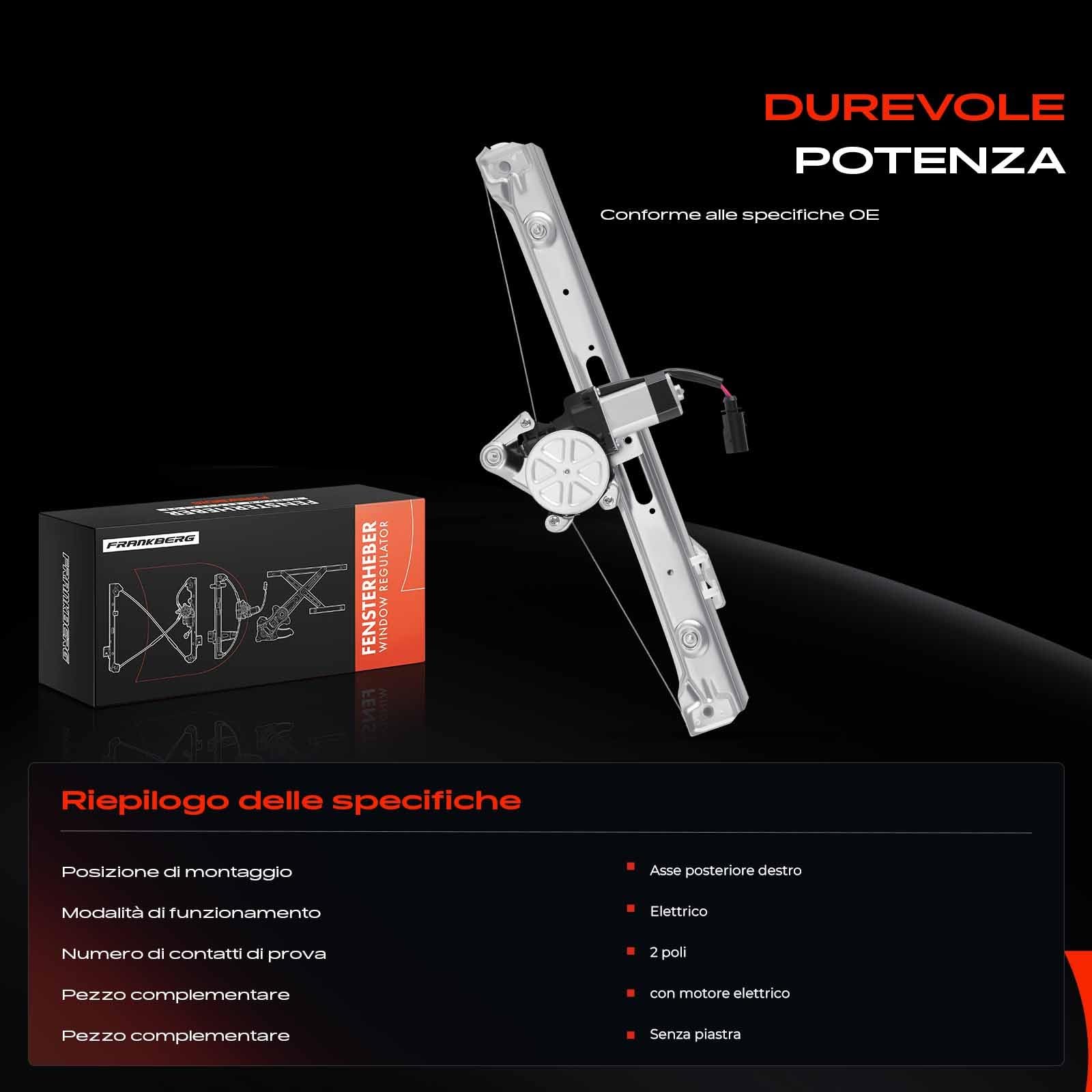 Frankberg Alzacristallo con motore posteriore destro Sostituzione per 3er E46 Berlina Kombi 51358212100