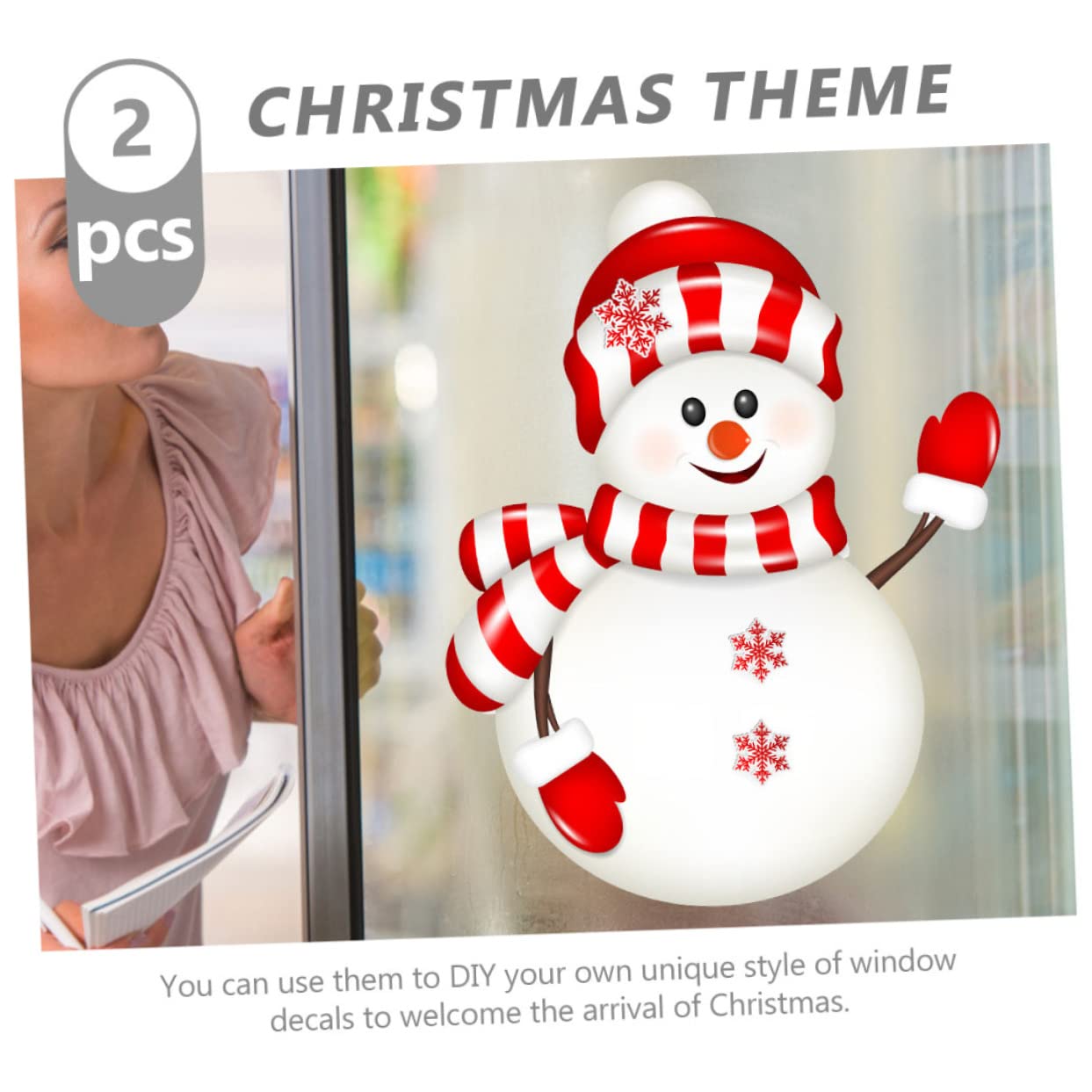 TOPBATHY 4 Set Di Adorabili Adesivi Decorativi Natalizi Per Finestre in Pvc Facili Da Applicare Per Decorazioni Domestiche E Centri Commerciali 2 Fogli * 4