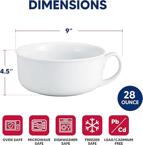 Miniatura 6 de HIC Kitchen HIC Tazón, individual, 28 onzas, porcelana blanca fina