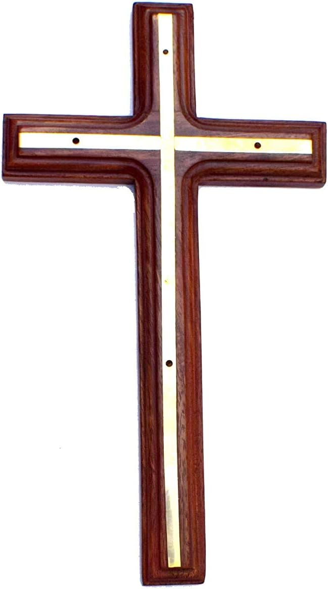 Wooden Wall Hanging Christ Cross for Home, Church and Chapel Decoration (12"X6.5" inch, Brown)