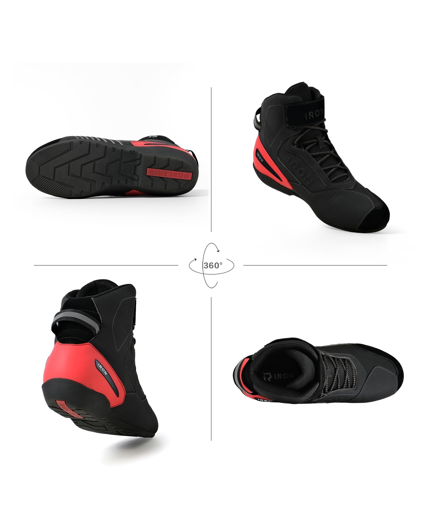 RIDEIRON Zapatos de equitación para motocicleta para hombre, botas protectoras de motocross, para deportes de potencia, informales, antideslizantes, con cremallera lateral