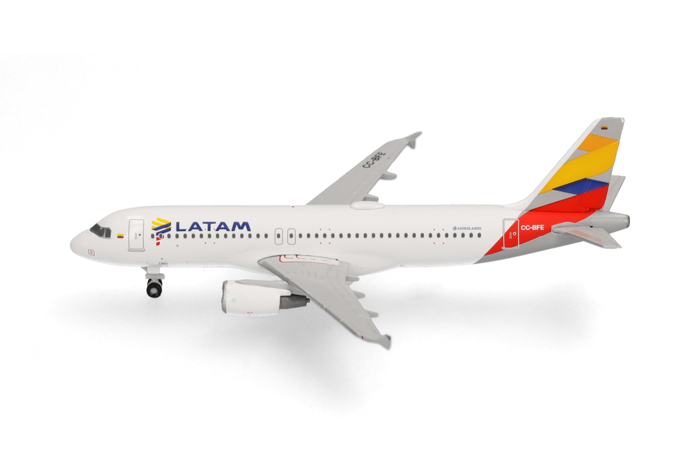 Herpa Modellflugzeug LATAM Airlines Chile Airbus A320 - Colombia Flag Livery Miniatur im Maßstab 1:500, Sammlerstück, Flugzeug Modell ohne Standfuß, Metall