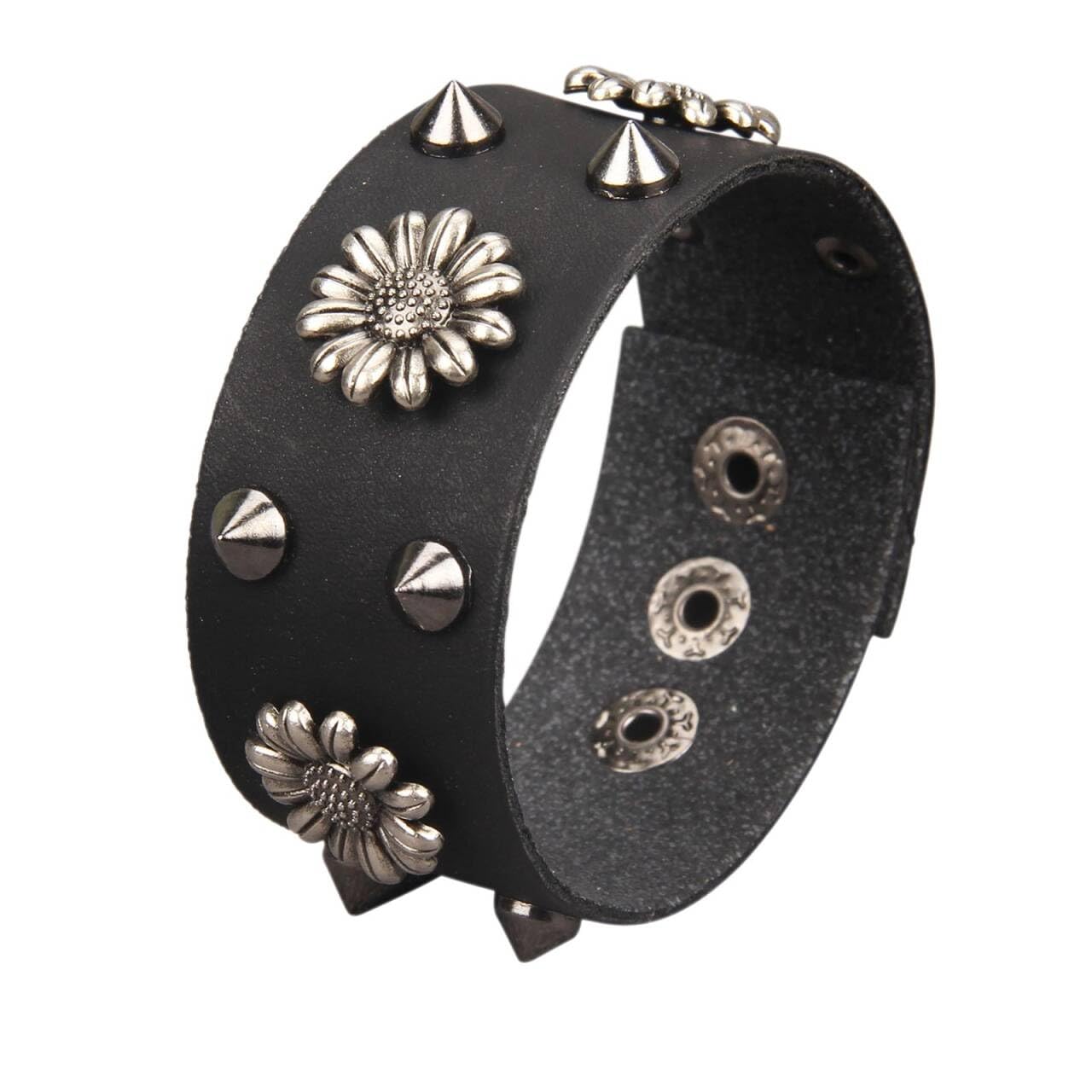 Jeilwiy Punk Leather Wristbands for Men Bracelets Handmade Wide Cuff Bangle Braided Jewelry Black Brown Adjustable - Punk Father's Gifts