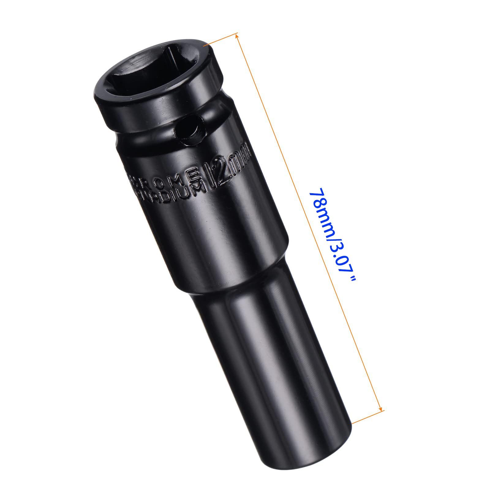MACHSWON 1/2 Inch Drive - 12mm Deep Impact Socket with 6 Point Design, Heat-Treated Cr-V Steel 78mm Length, Metric Sizes - Image 2