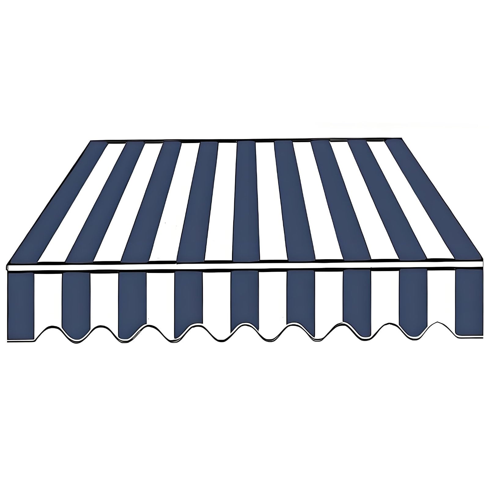 Markisenstoff Markisentuch für Markise Markisenbespannung Wetterfest Markisen Ersatzstoff mit Volant Balkonmarkise Sonnenschutz Markise Stoff Außen Ersatzbespannung(Blue White,6.5x5ft/200x150cm)