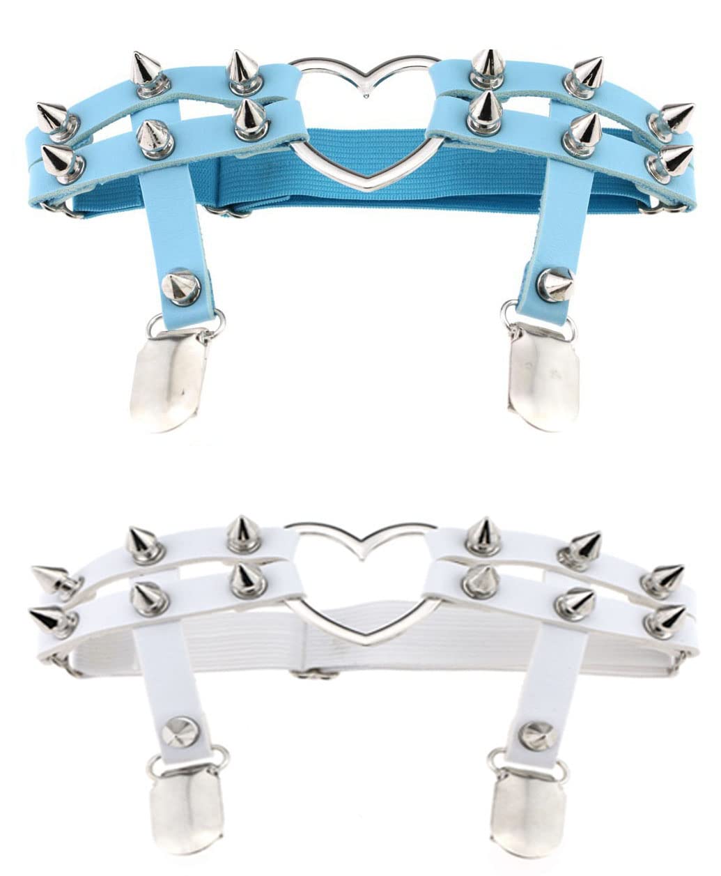 XimerinfWomen Girl Leather Heart Thigh Garter Belt Goth Studded Rivet Stud Leg Ring