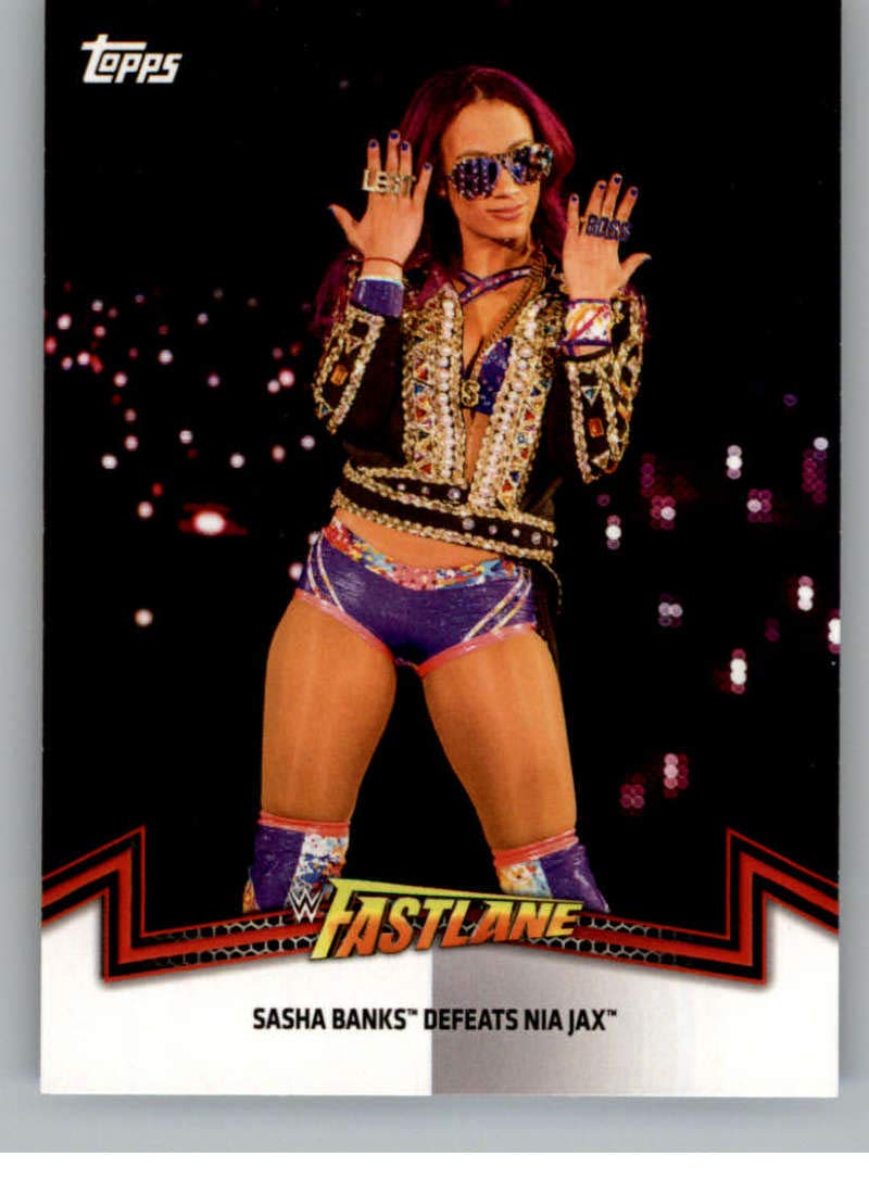 2018 Topps WWE Women's Division Memorable Matches and Moments #RAW-4 Sasha Banks Defeats Nia Jax Wrestling Trading Card
