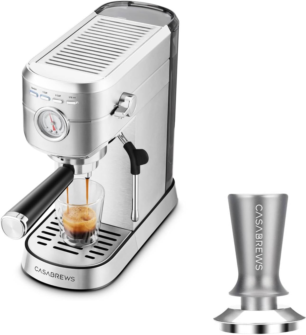 CASABREWS Espresso Machine 20 Bar, Professional Espresso Maker with Milk Frother Steam Wand & Espresso Tamper 51mm, Premium Calibrated Espresso Coffee Tamper