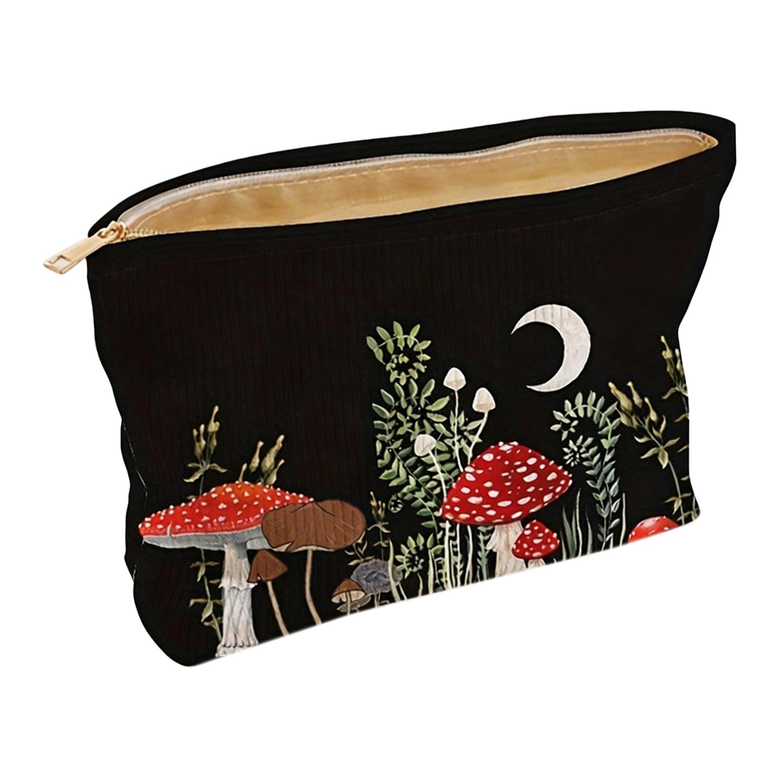 WGBOSMG Artistic Moons Mushroom Designs Corduroy Storage Bag with Smooth Zippers Closure Velutinous Storage Bag with Pack