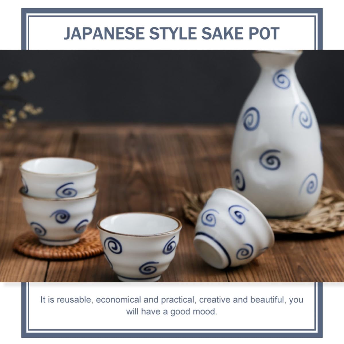 POPETPOP Cerámica Tetera de Sake Japonesa Tazas, Estilo Japonés