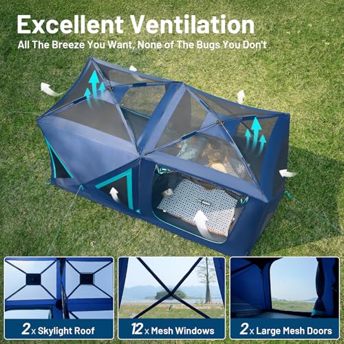 Image of TIMBER RIDGE 4 /6 /8 Person Instant Pop Up Hub Tent, Easy 60 Second Setup
