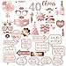 40th Birthday Party Photo Booth Props and Signs, Rose Gold 40 Birthday Party Selfie Props Kit with Sticks for Girls Women, Forty 40th Happy Birthday Party Decorations Supplies Favors