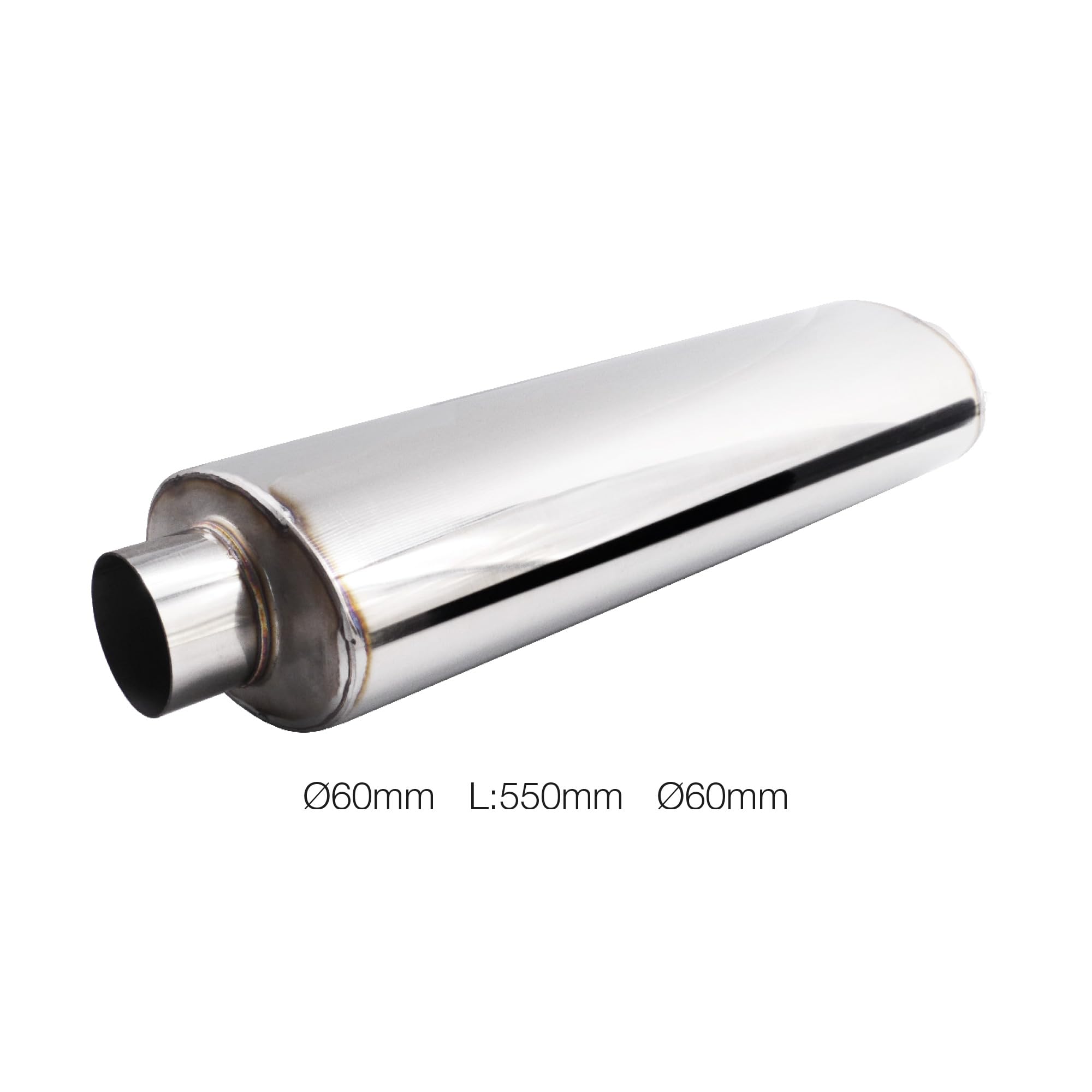 Simoni Racing ESR6 - Silenciador deportivo universal, salida redonda recta, silenciador recto para auto de acero inoxidable, longitud 550 mm