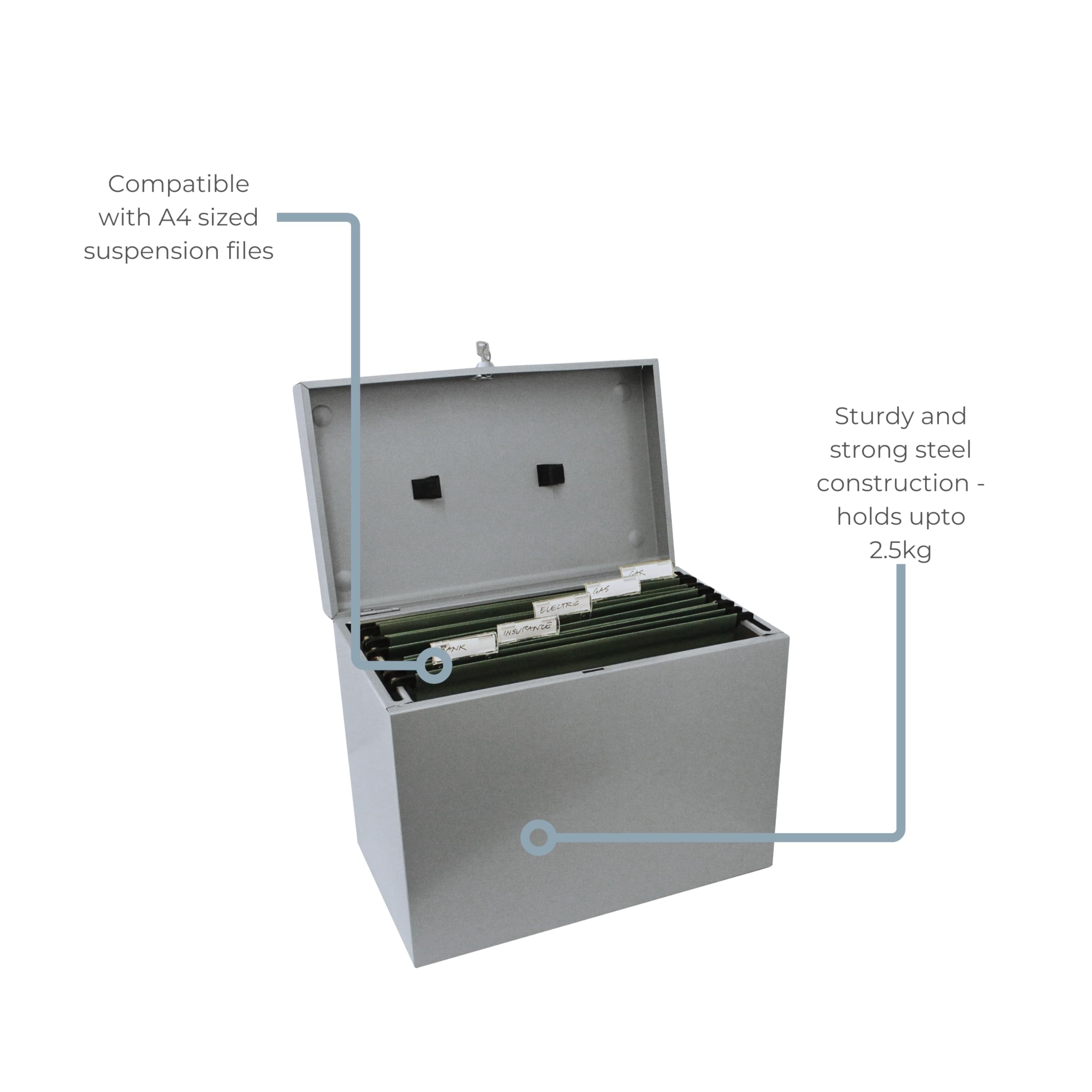 Cathedral Metal Box - Caja archivadora para fichas A4, gris