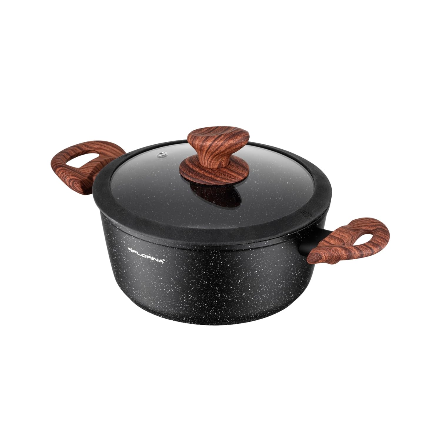 FLORINA MASTER BLACK Cocotte en aluminium 24 cm 4L | Revêtement antiadhésif | Pour tous types de plaques de cuisson, y compris induction | Poignées ergonomiques soft-touch