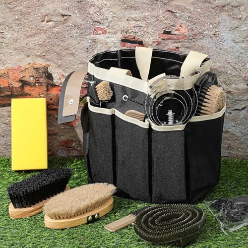 Abbylike 12 Piece Horse Grooming Kit with Organizer Tote Bag Brush Sets for Derby Day Show Horses Professional Tools for Care & Massage by Abbylike - Image 4