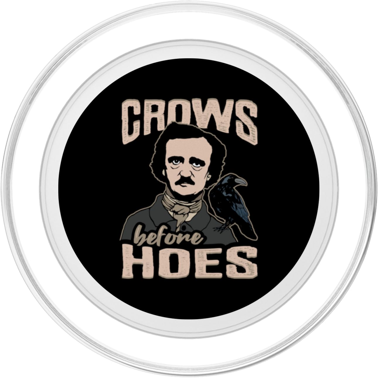 Edgar Allan Poe Crow Crows before hoes Design for Book Nerd PopSockets PopGrip for MagSafe, Clear - Image 2