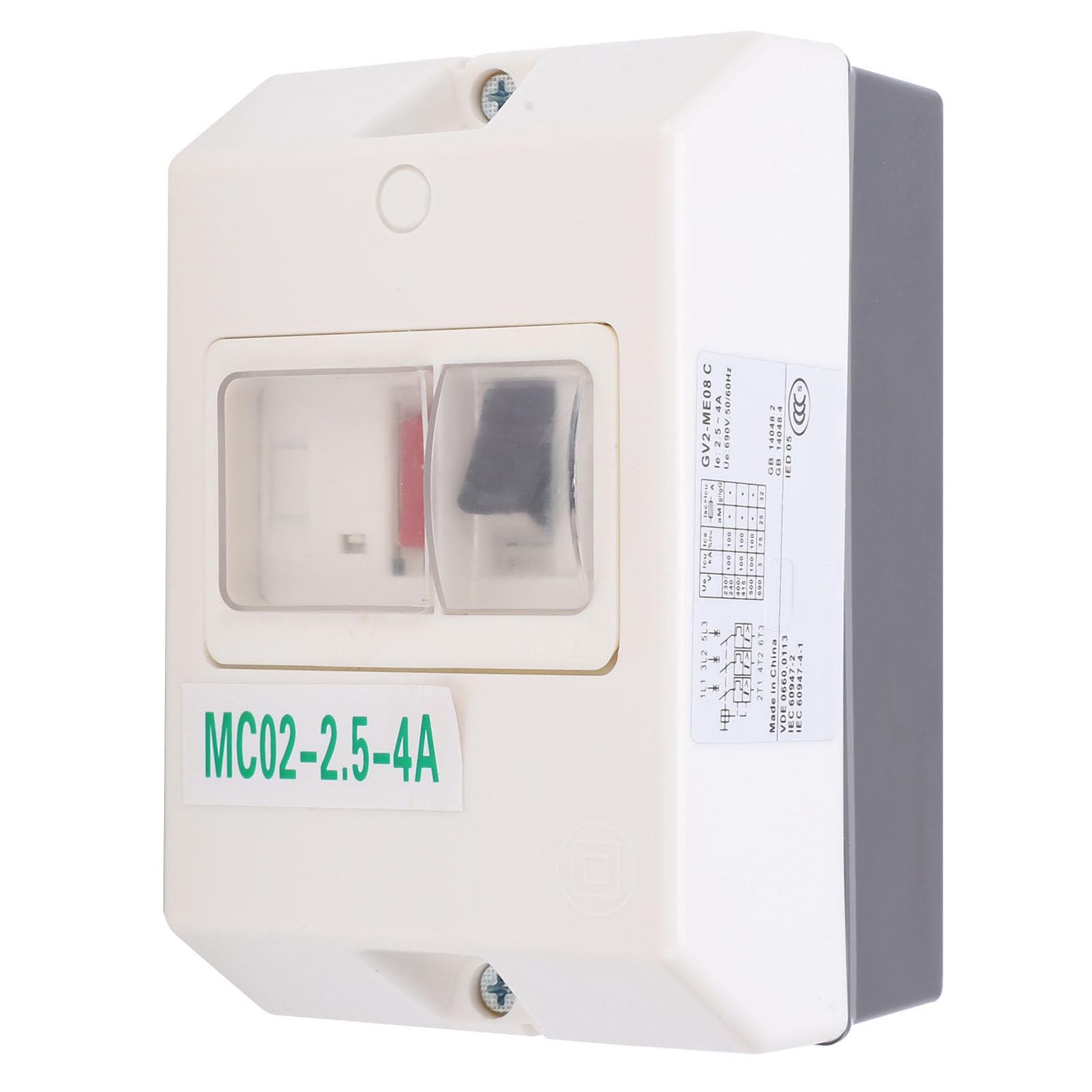 Salvamotore IP55 per Motore Elettrico - Interruttore Automatico di Protezione Impermeabile con Guscio in ABS Modello MC02-2.5-4A