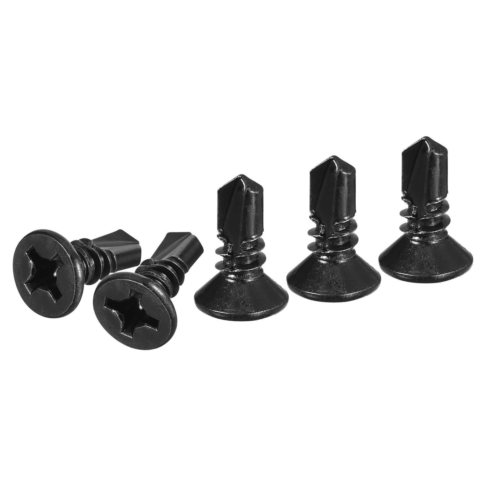 DTGN 100Pcs ST6.3x19mm Self Drilling Screws, 410 Stainless Steel Flat Head Phillips Sheet Metal Screw