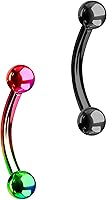 Vista 7 de Juego de 2 anillos para ombligo: 0.49 onzas 5/16 pulgadas acero quirúrgico curvado Barbells, 0.118 pulgadas con extremos en bolas