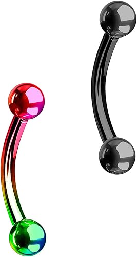 Miniatura 7 de Juego de 2 anillos para ombligo 049onzas 516 pulgadas acero quirúrgico curvado Barbells 0118pulgadas con extremos en bolas 2 piezas  Seleccionar