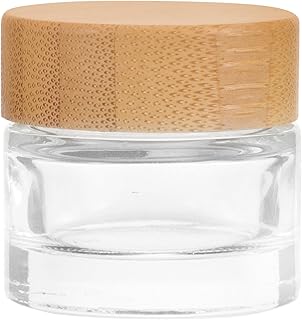 Small Glass Cosmetic Cream Jar with Wooden Li...