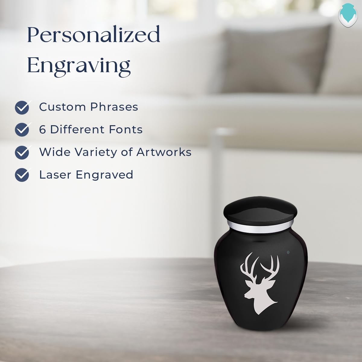 Geturns Embrace Keepsake Deer Cremation Urns for Human Ashes I Black Funeral Urn for Men and Women I 3.5 lbs