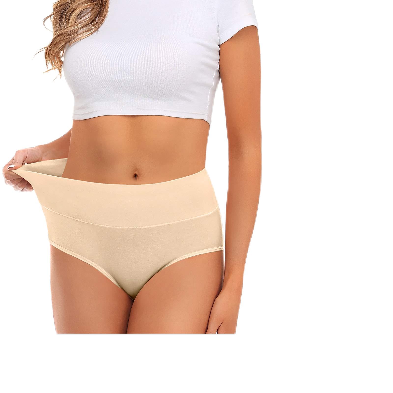 Womens Underwear,Cotton Mid Waist No Muffin Top Full Coverage Brief Ladies Panties Lingerie Undergarments for Women Multipack - Multicoloured - XL
